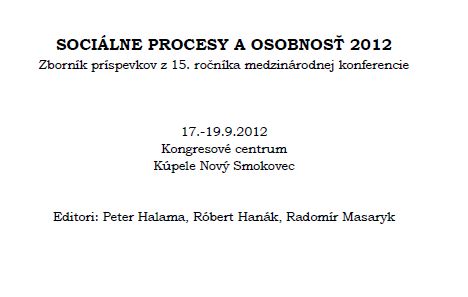 Sociálne procesy a osobnosť 2012 - Zborník z konferencie (CD-ROM)